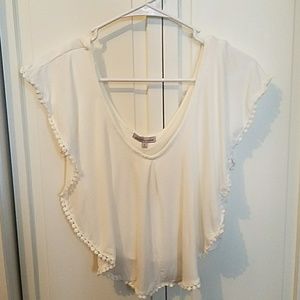 Ivory Flowy Crop Top Medium